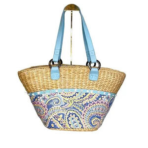 Vera Bradley Large Capri Woven Straw Beach Summer Resort Vacation Tote Bag